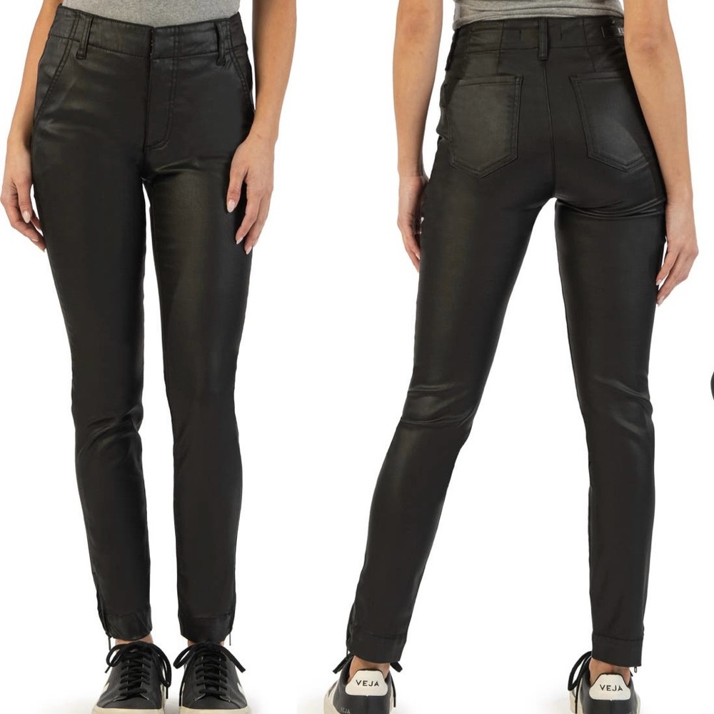 KUT From The Kloth Reese Zip Hem Coated Pants. NWOT. Size 2